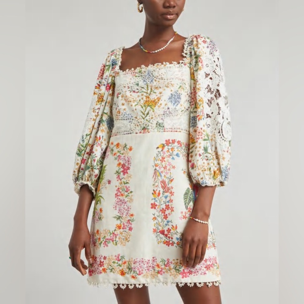 Farm Rio | Delicate Floral Scarves Minidress | Size S
